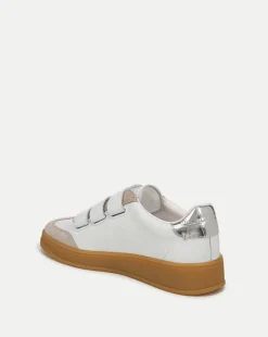 Reagan Velcro Sneakers in White & Silver><noscript><img width=