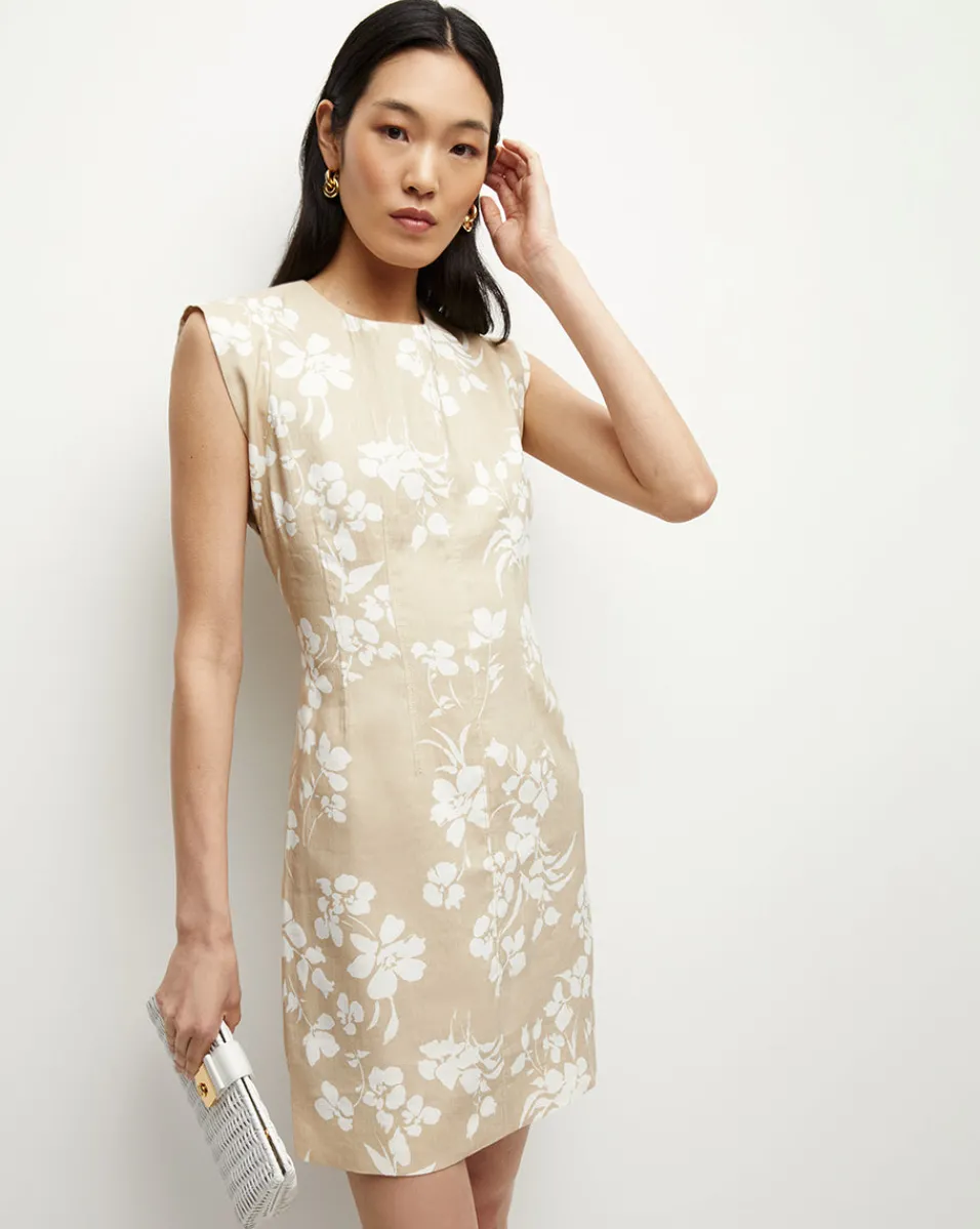 Rosedale Stretch-Linen Dress in Stone Khaki/Off-White>Veronica Beard Online