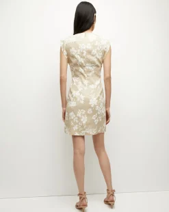 Rosedale Stretch-Linen Dress in Stone Khaki/Off-White><noscript><img width=