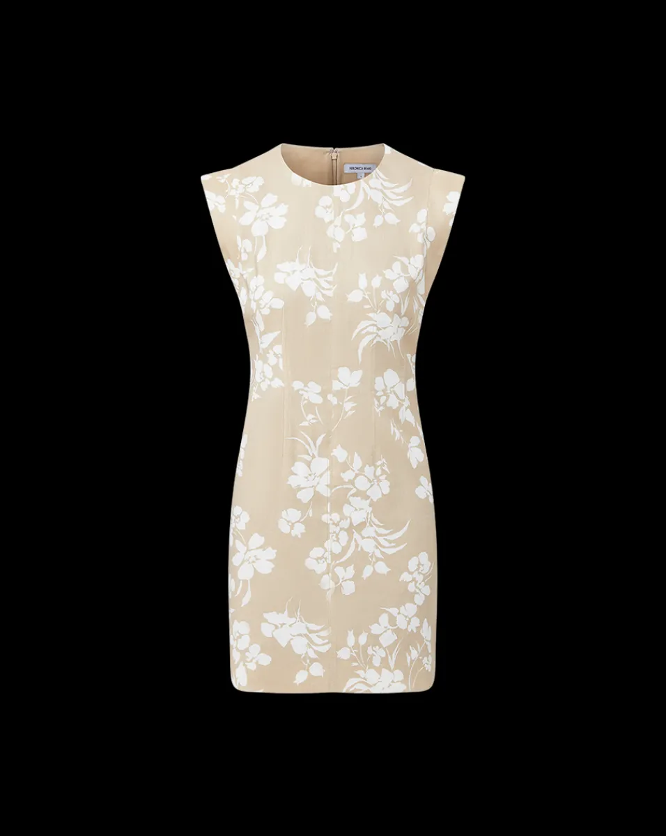 Rosedale Stretch-Linen Dress in Stone Khaki/Off-White>Veronica Beard Online