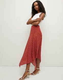 Rosemary Polka-Dot Skirt in Brick Red/Ecru>Veronica Beard Outlet