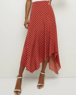 Rosemary Polka-Dot Skirt in Brick Red/Ecru>Veronica Beard Outlet