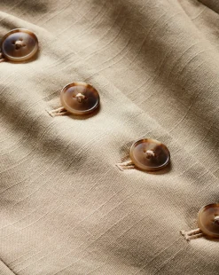 Roxanne Stretch-Linen Shirtdress in Stone Khaki><noscript><img width=