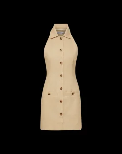 Roxanne Stretch-Linen Shirtdress in Stone Khaki><noscript><img width=