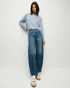 Ryder Saddle Jean in Blue Denim | Barrel Jeans>Veronica Beard Hot