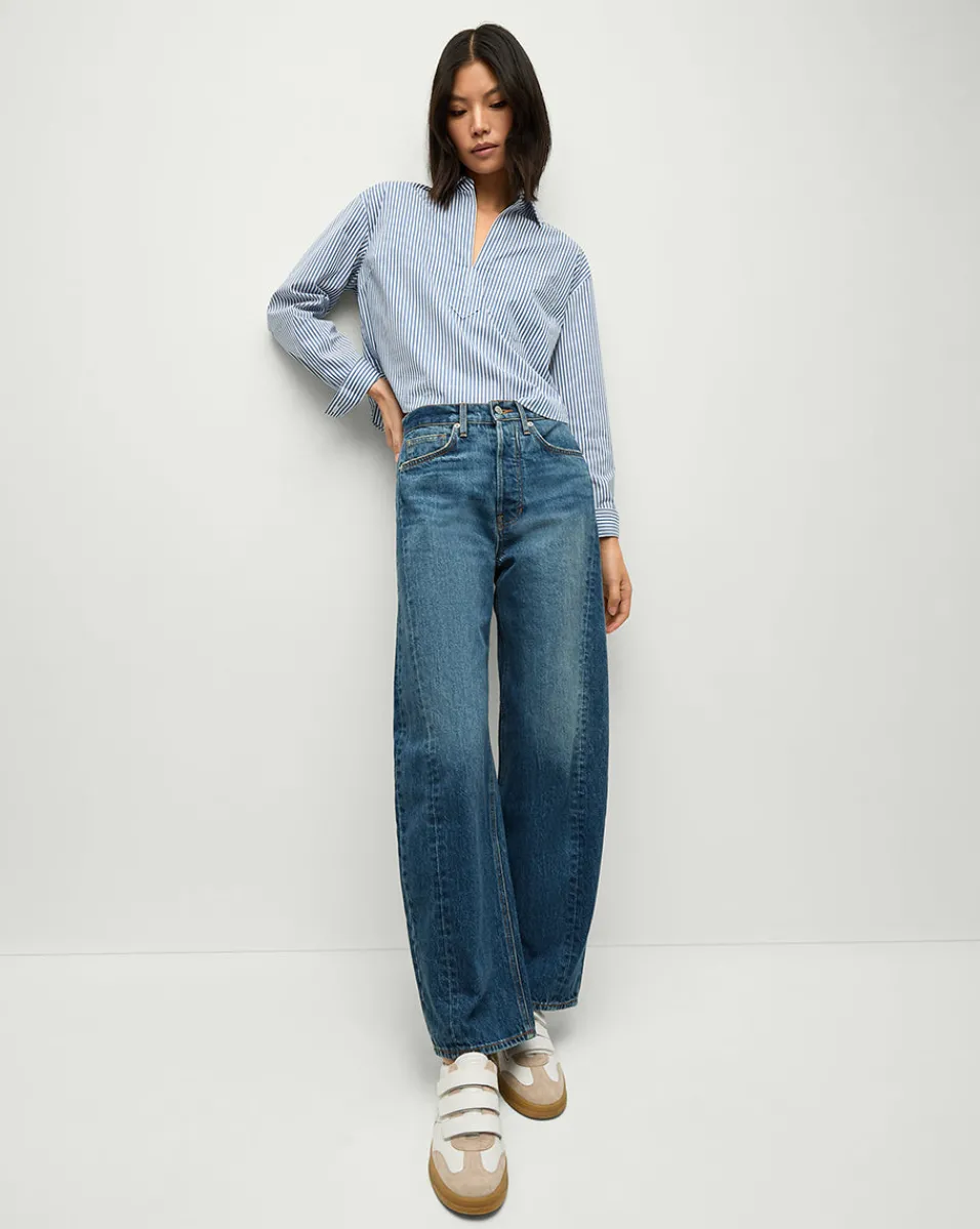 Ryder Saddle Jean in Blue Denim | Barrel Jeans>Veronica Beard Hot