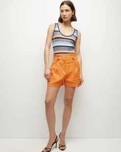 Sandra Ribbed Tank in Blue Multi>Veronica Beard Discount