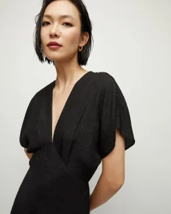 Seymour Short-Sleeve Silk Midi Dress><noscript><img width=