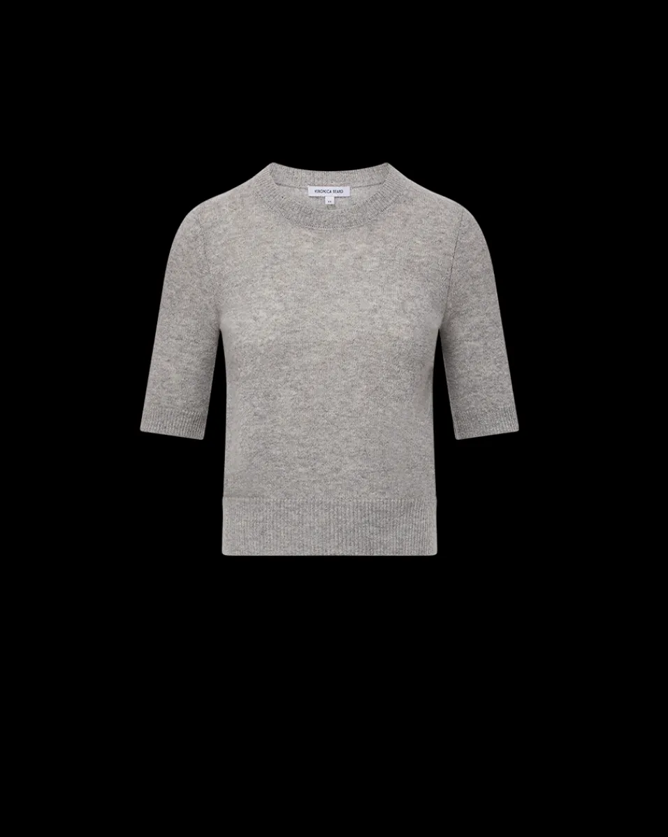 Shana Short Sleeve Cashmere Sweater in Heather Grey>Veronica Beard Best