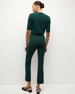 Shana Short Sleeve Cashmere Sweater in Dark Green><noscript><img width=
