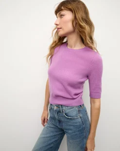 Shana Short Sleeve Cashmere Sweater in Lilac>Veronica Beard New