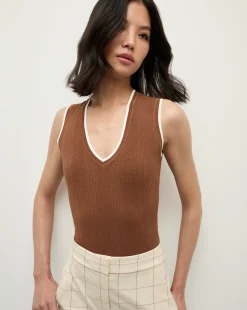 Sid Sleeveless Pullover in Deep Ochre>Veronica Beard New