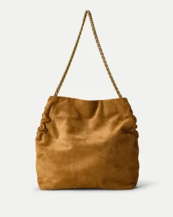 Slouch Shoulder Suede Bag in>Veronica Beard Hot