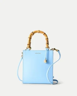 Small Bamboo-Handle Shopper Bag in Light Blue>Veronica Beard Clearance