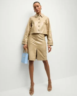 Small Bamboo-Handle Shopper Bag in Light Blue>Veronica Beard Clearance