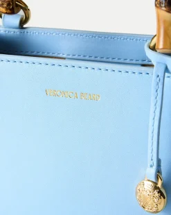 Small Bamboo-Handle Shopper Bag in Light Blue><noscript><img width=