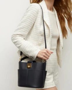 Small Crest Lock Bucket Bag in>Veronica Beard