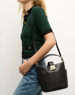 Small Crest Lock Bucket Bag in>Veronica Beard Best
