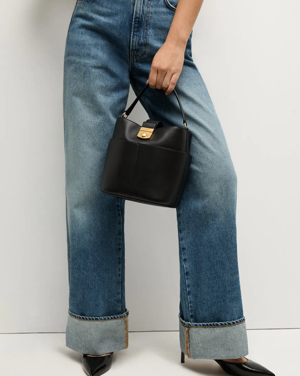 Small Crest Lock Bucket Bag in>Veronica Beard Best
