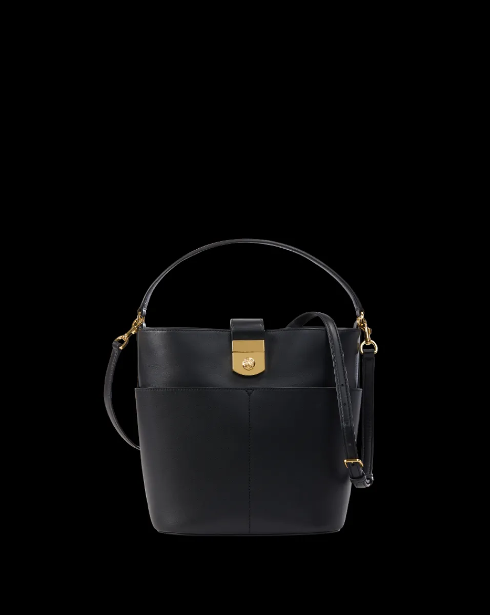Small Crest Lock Bucket Bag in>Veronica Beard Best