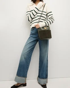 Small Crest Lock Suede Bucket Bag in>Veronica Beard Outlet