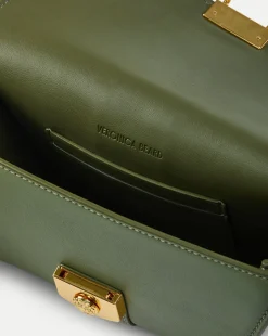 Small Crest Lock Trap Bag in Stone Army><noscript><img width=