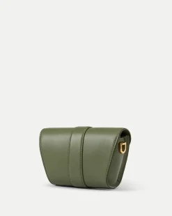 Small Crest Lock Trap Bag in Stone Army><noscript><img width=