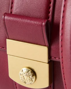 Small Crest Lock Trap Bag in Burgundy><noscript><img width=