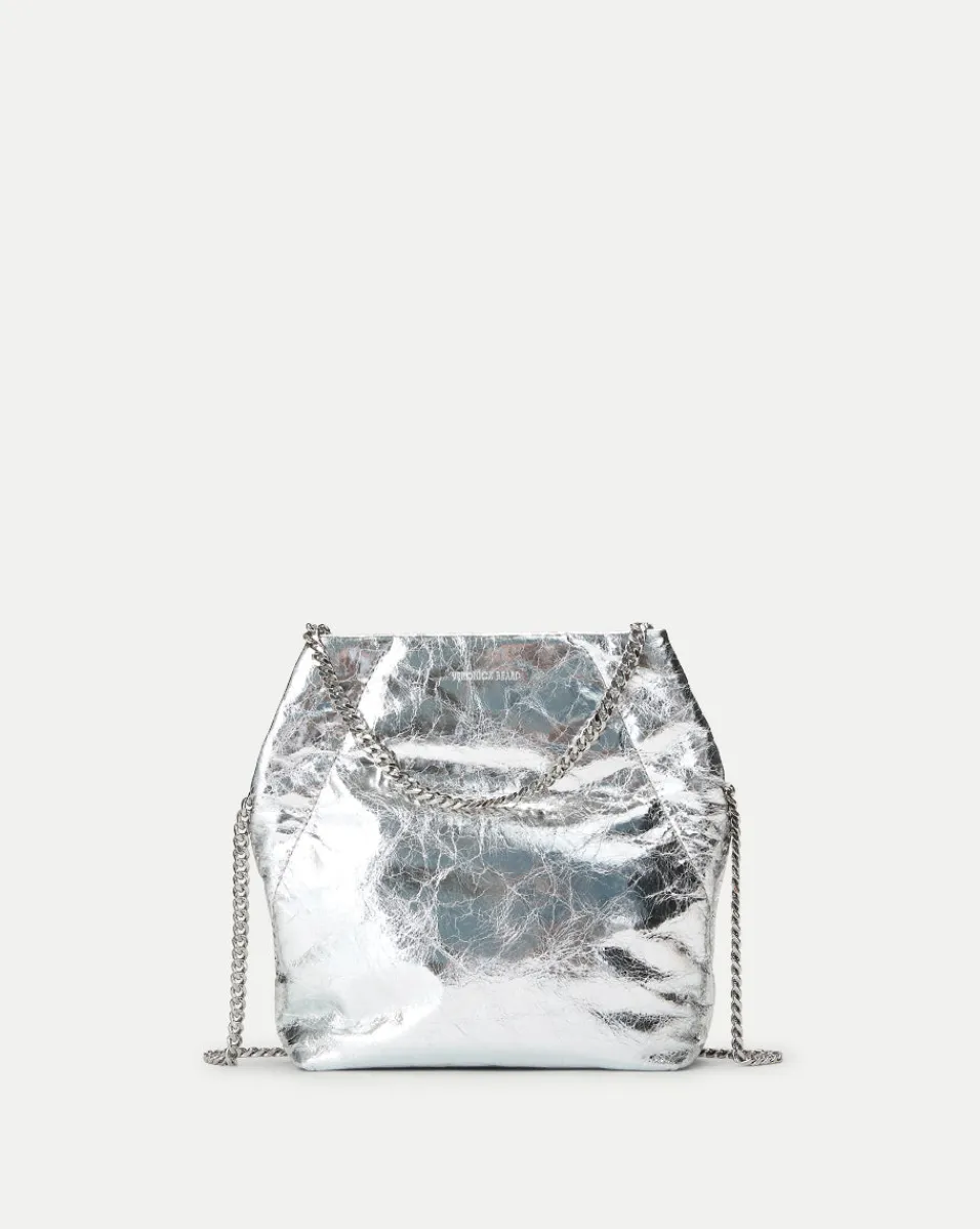 Small Metallic Slouch Shoulder Bag in>Veronica Beard Discount