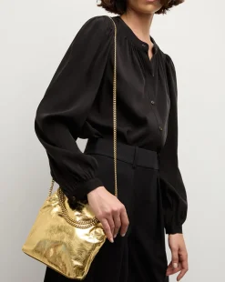 Small Metallic Slouch Shoulder Bag in Antique Gold>Veronica Beard