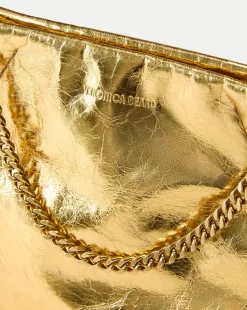 Small Metallic Slouch Shoulder Bag in Antique Gold><noscript><img width=