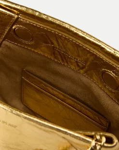 Small Metallic Slouch Shoulder Bag in Antique Gold><noscript><img width=