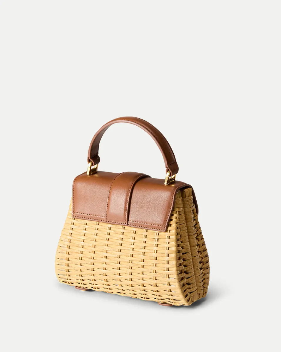 Small Wicker Avenue Bag in Tan | Woven Bag>Veronica Beard Hot