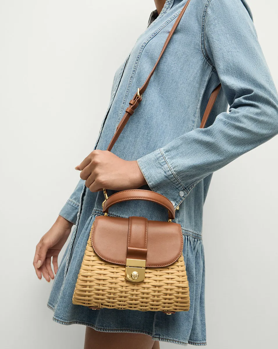 Small Wicker Avenue Bag in Tan | Woven Bag>Veronica Beard Hot
