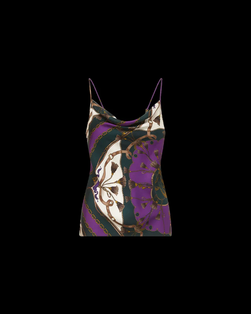 Sola Silk Tank Top in Green & Purple>Veronica Beard Online