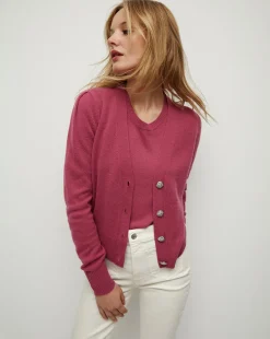 Solene Raspberry Cashmere Cardigan>Veronica Beard Clearance