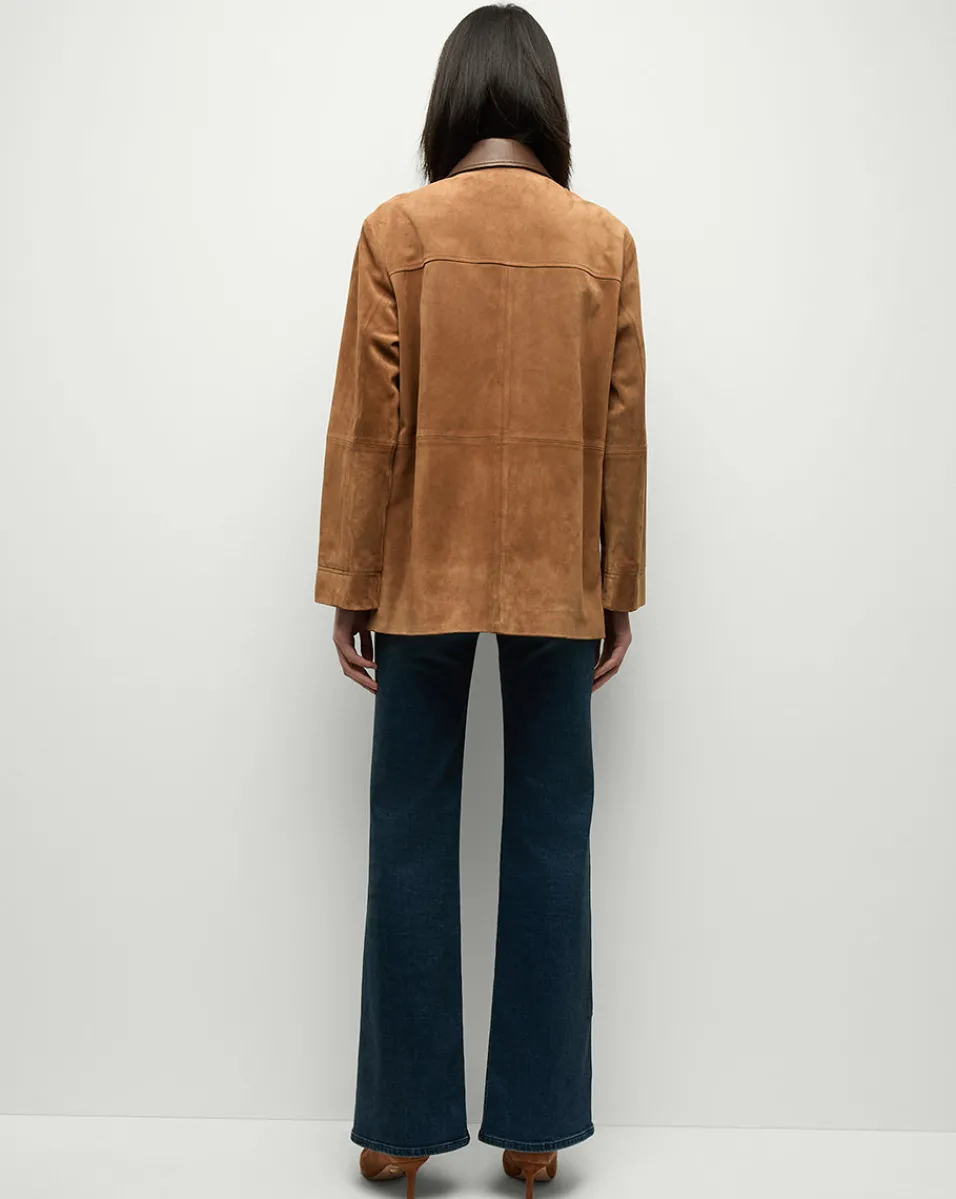 Suz Suede Dickey Chore Coat in Tan>Veronica Beard Best