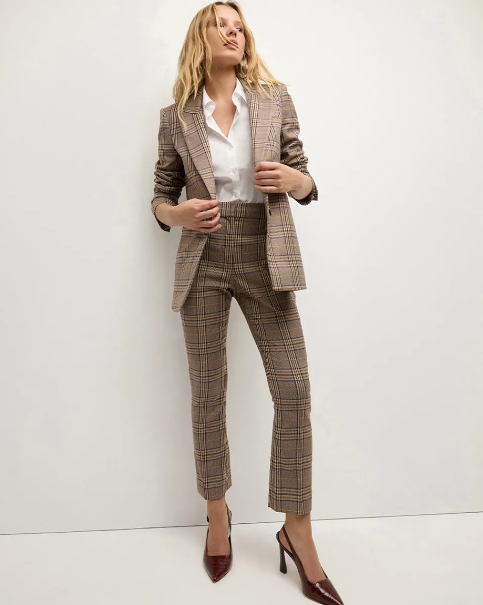 Tani High Waisted Plaid Pant in Brown Check>Veronica Beard Sale