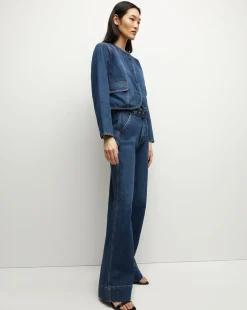 Taylor Belted Wide-Leg Jean in Dusted Oxford><noscript><img width=