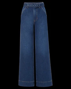 Taylor Belted Wide-Leg Jean in Dusted Oxford><noscript><img width=
