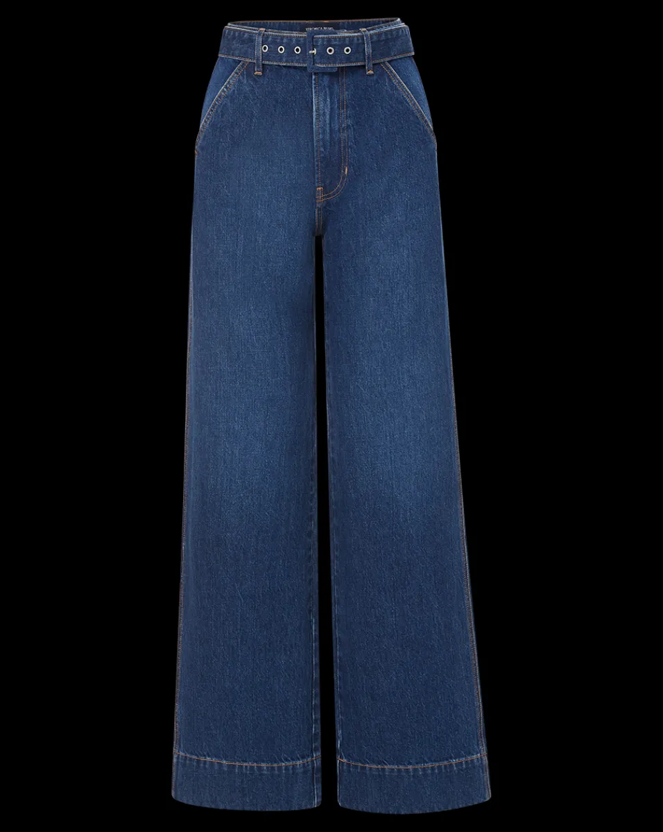 Taylor Belted Wide-Leg Jean in Dusted Oxford>Veronica Beard Clearance