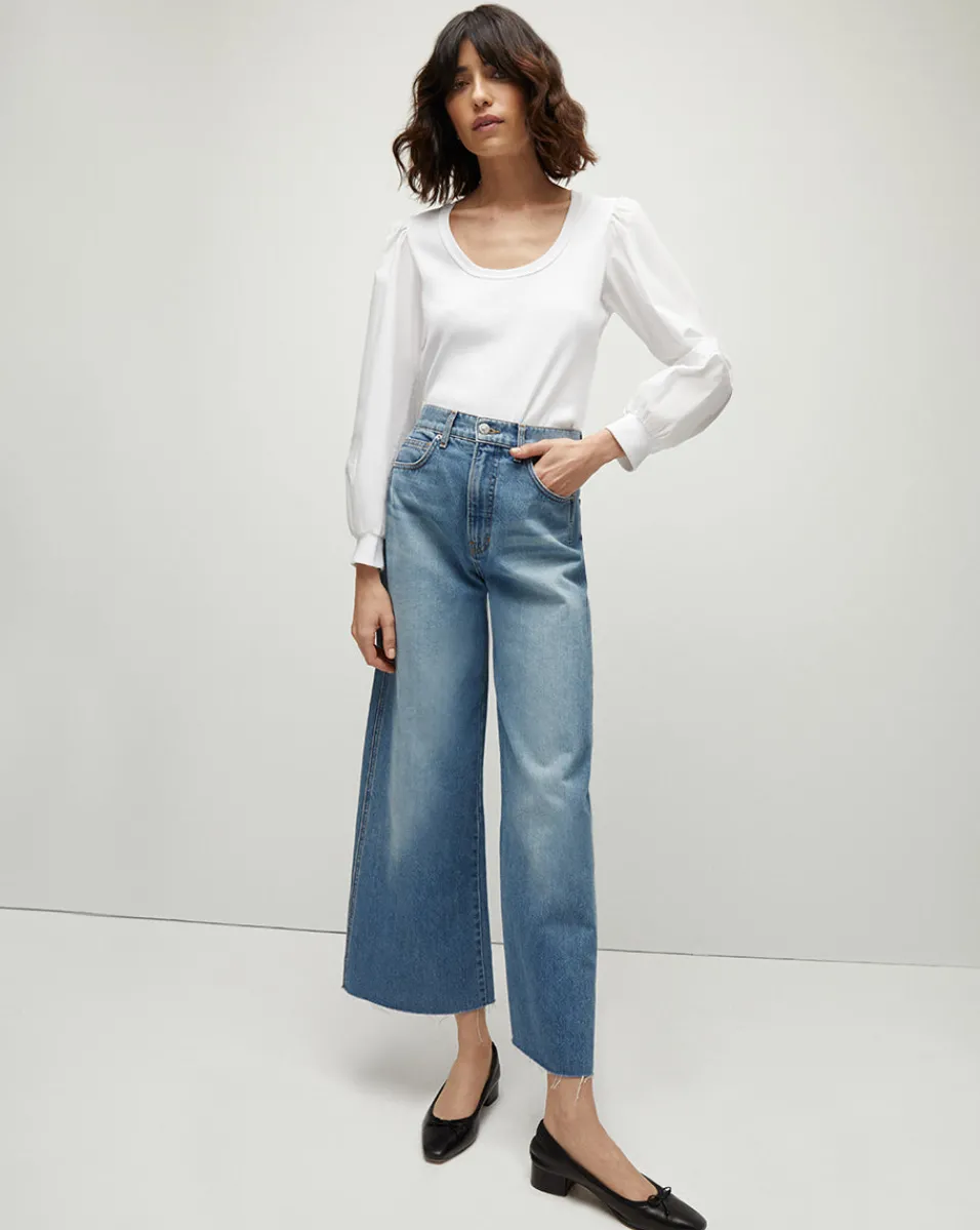 Taylor Cropped Wide-Leg Jean in Enough Said>Veronica Beard Hot