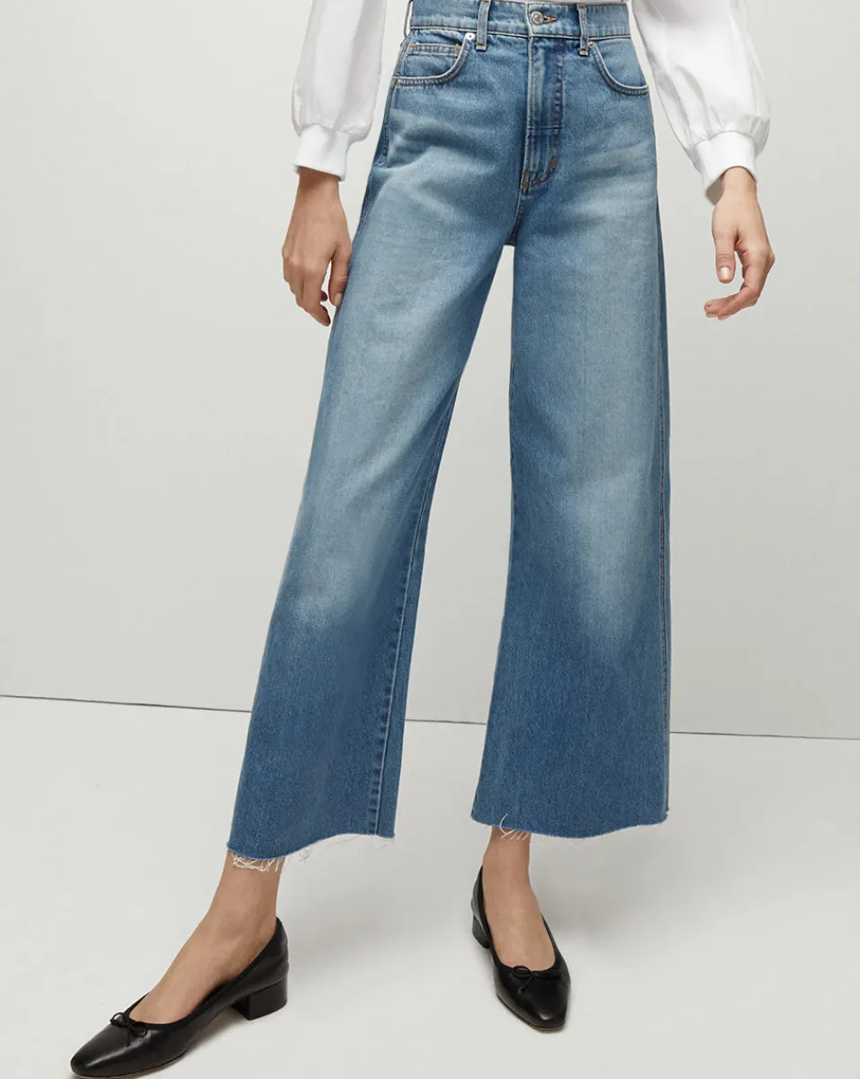 Taylor Cropped Wide-Leg Jean in Enough Said>Veronica Beard Hot
