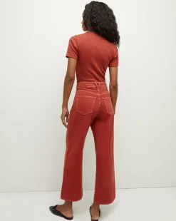 Taylor Cropped Wide-Leg Jean in Brick Red><noscript><img width=