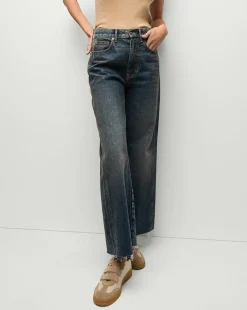 Taylor Cropped Wide-Leg Jeans in Dark Blue>Veronica Beard Discount