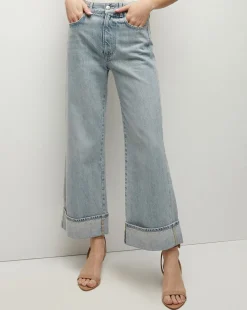 Taylor Cuffed Cropped Wide-Leg Jean in Airway Cloud>Veronica Beard Outlet
