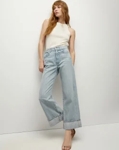 Taylor Cuffed Cropped Wide-Leg Jean in Airway Cloud><noscript><img width=