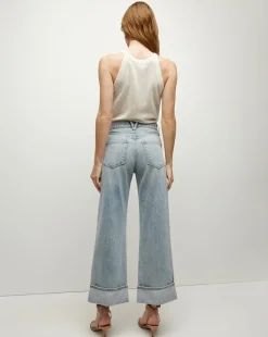 Taylor Cuffed Cropped Wide-Leg Jean in Airway Cloud><noscript><img width=