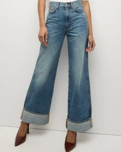 Taylor Cuffed Wide-Leg Jean | Medium Wash Blue Jeans>Veronica Beard New