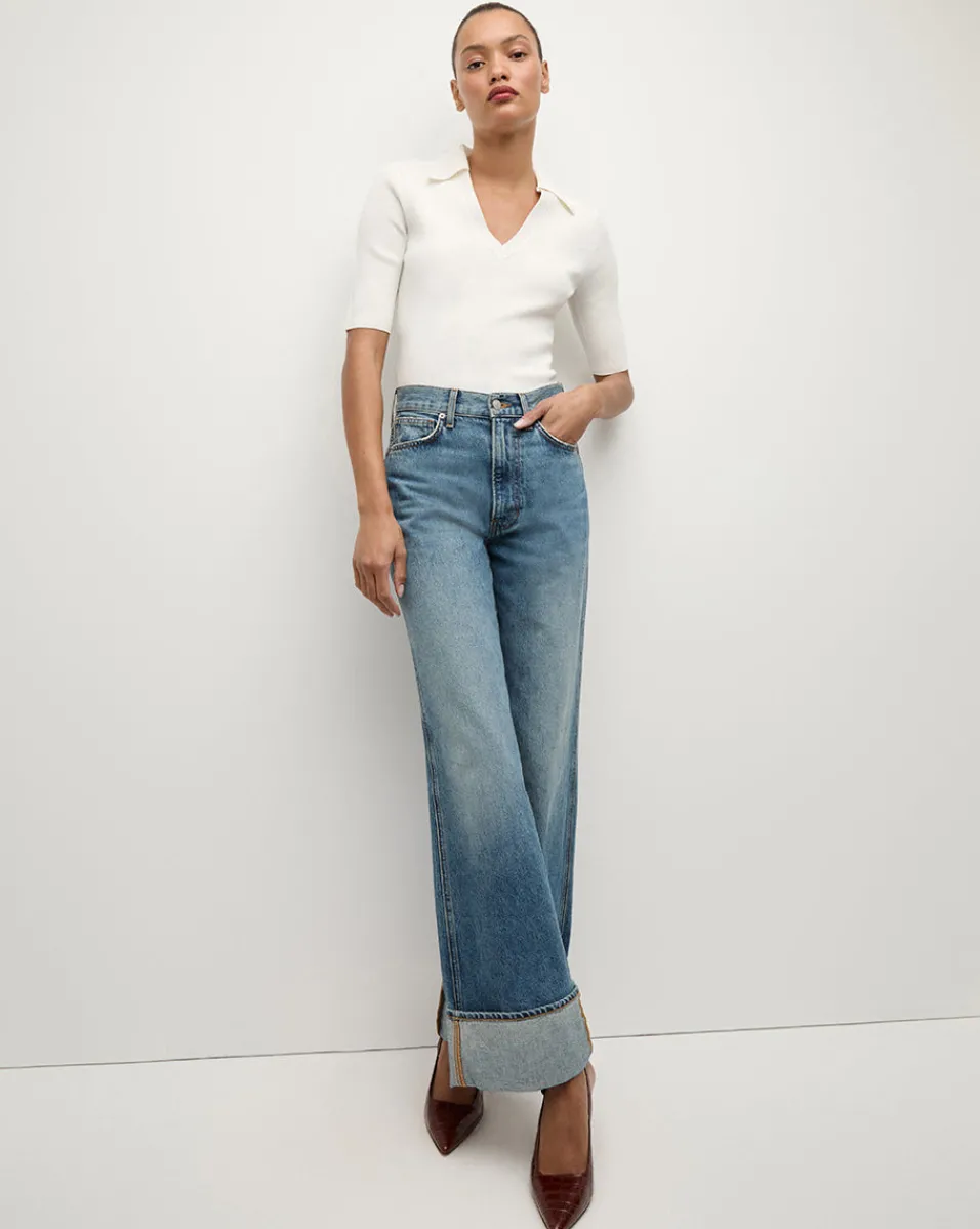 Taylor Cuffed Wide-Leg Jean | Medium Wash Blue Jeans>Veronica Beard New